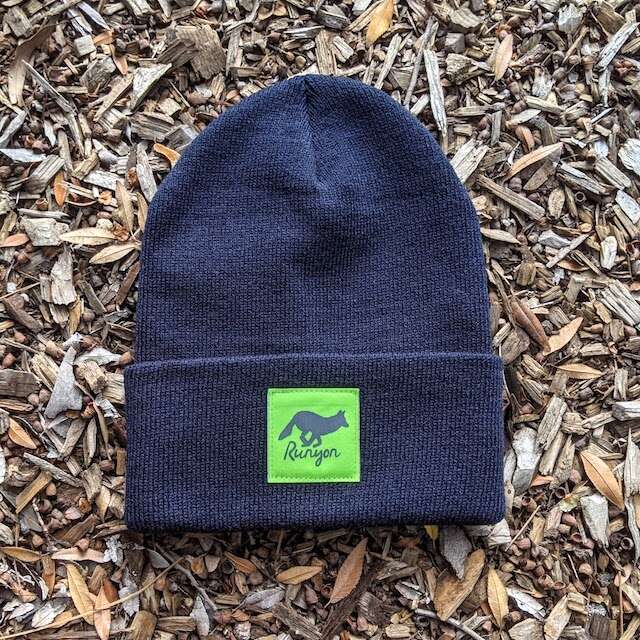 Runyon Midnight Neon Reflective Classic Cuffed Performance Beanie
a very dark navy, almost black color contrasts with our fluorescent neon yellow reflective patch