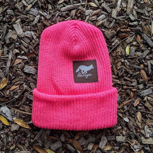 Runyon Hawt Fuchsia Reflective Performance Knit Beanie
striking neon pink tones illuminate our dark brown reflective patch