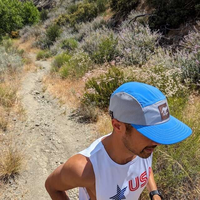 Runyon American Made In USA Camp Hats in Sky Blue. with Star USA White Performance Muscle Workout Tank Top. 