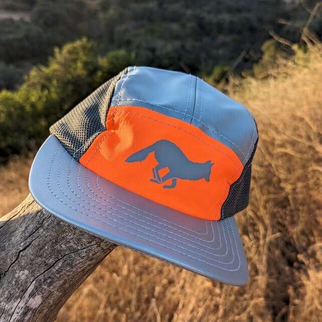 Runyon American Made In USA Camp Hats - Reflective Performance caps for Trail Running, Hiking, Fitness, Gym and the Outdoors.  Safety Fluorescent Neon Orange. Hi-Vis.