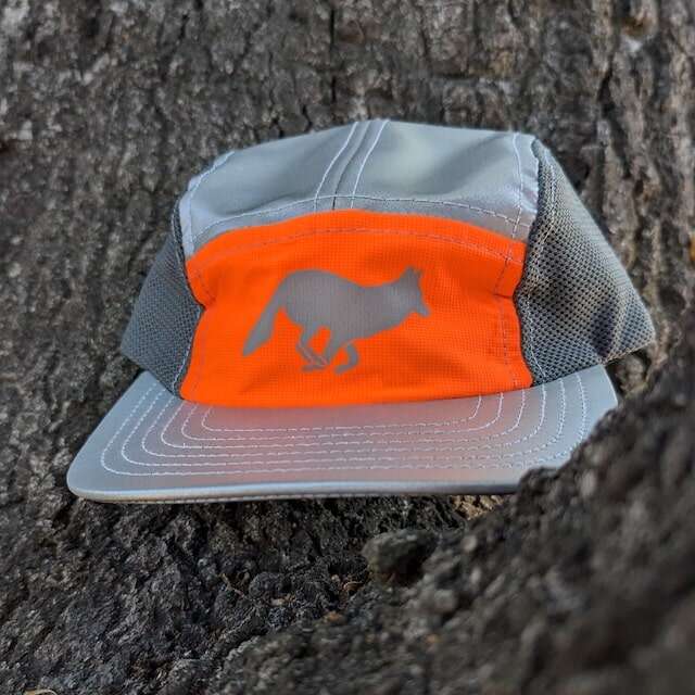 Runyon American Made In USA Camp Hats - Reflective Performance caps for Trail Running, Hiking, Fitness, Gym and the Outdoors.  Safety Fluorescent Neon Orange. Hi-Vis.