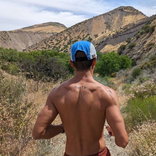 Runyon American Made In USA Camp Hats in Sky Blue. Reflective Performance Caps for Trail Running, Hiking, Gym, Workout and the Outdoors 