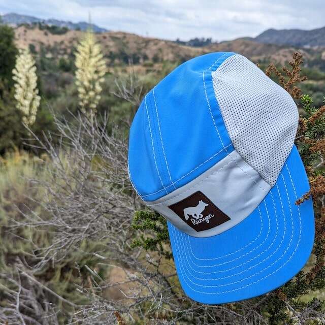 Runyon American Made In USA Camp Hats in Sky Blue. Reflective Performance Caps for Trail Running, Hiking, Gym, Workout and the Outdoors 